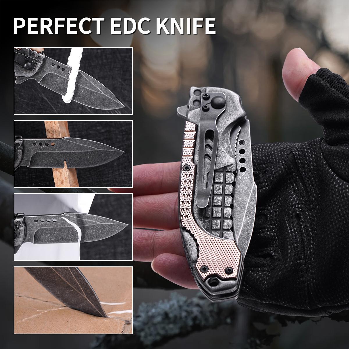 Heavy-Duty Rescue Style Folding Knife, EDC Gear for Outdoor Adventures & Everyday Carry