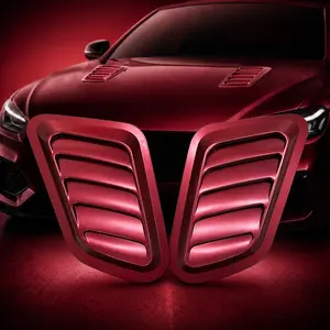 Universal Car Hood Air Flow Cover – Peel-and-Stick Decorative Vents, Red & Silver Options, No-Drill Installation, Durable ABS, Sporty Upgrade for Vehicles