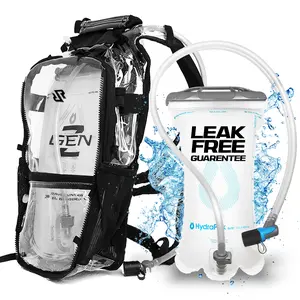 RaveRunner Hydration Pack - Clear Anti Theft Backpack With 2L Water Bladder for Concerts, Festivals, Raves & Sports Events - Transparent Backpack
