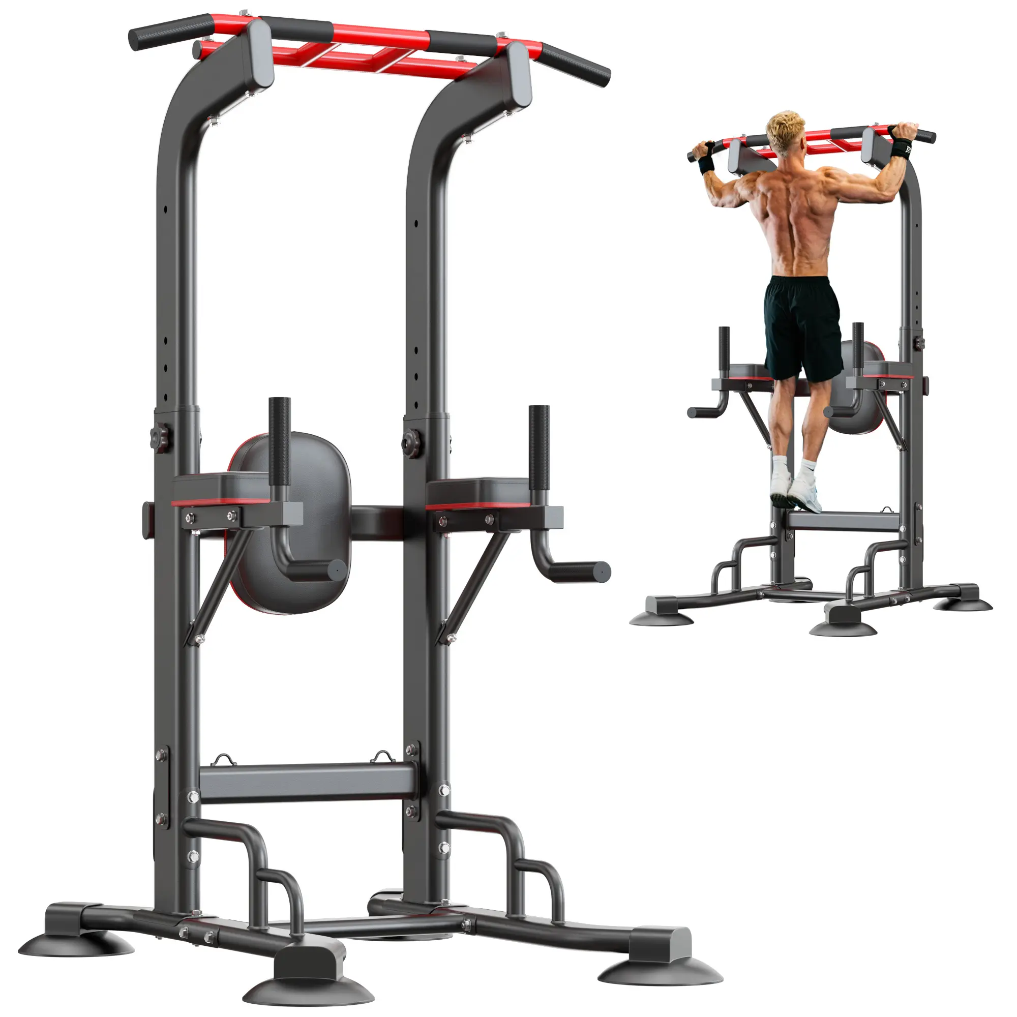Dland Space-Saving Power Tower – 330LB Capacity, Adjustable Pull-Up/Dip/Push-Up Station, Heavy Duty – Pro-Level Home Gym Equipment