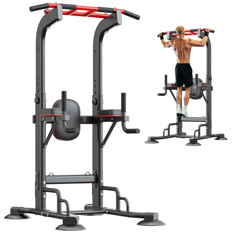DlandHome Space-Saving Power Tower – 330LB Capacity, Adjustable Pull-Up/Dip/Push-Up Station, Heavy Duty – Pro-Level Home Gym Equipment