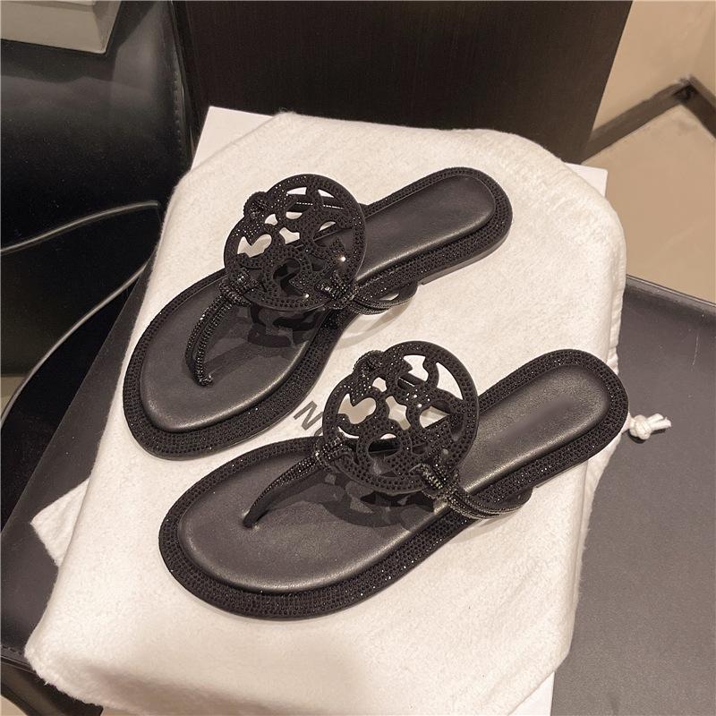 Women's Diamond Flip Flops - Fashionable Casual Comfortable Flat Sandals for Home & Outdoor Wear - Solid Color, Lightweight & Breathable - Perfect for Girls' Daily Use - Summer Walking Shoes Footwear