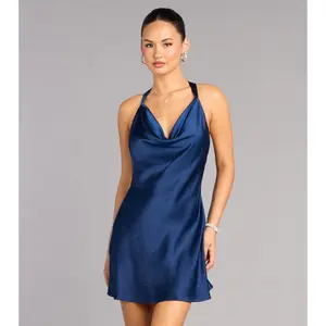 Sleek Intentions Satin Halter Mini Dress