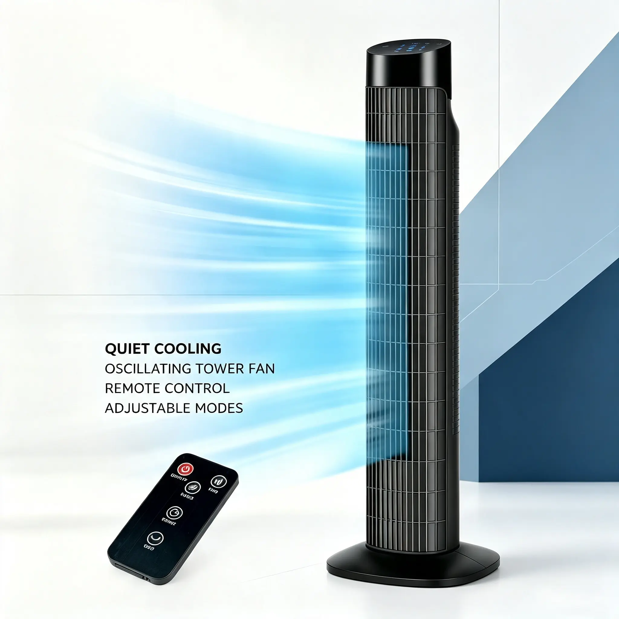 Oscillating Tower Fan with Remote, Quiet Standing Air Cooling Fan Timer Function for Bedroom Living Room