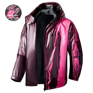 2026 New Premium Thermal-Sensitive Color-Changing Waterproof Jacket Raincoat Features temperature-activated luminous ink splatter design Unisex fit Ideal for streetwear styling and all-weather protection.