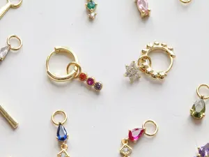 Charm Hoop • 14k Vermeil Sterling Silver Dangle Hoops • Bridal Shower • Graduation Gifts • Baby Initial Earrings • Gold Cartilage Hoops