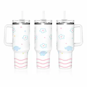 40oz Cute Elephant Tumbler with Handle - Insulated Stainless Steel Water Bottle for Cold & Hot Drinks