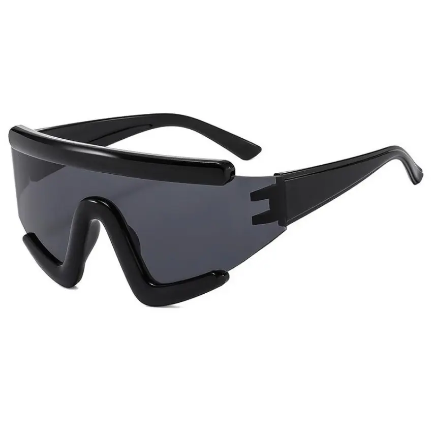 Unisex Large-Shaped Polycarbonate Cycling Sunglasses - Black Frame, Windproof, Anti-Glare, UVA/UVB Protection, Impact-Resistant for Outdoor Running & Adventure (Anti-Ultraviolet Men's Sunglasses), Large-Shaped Men's Sunglasses