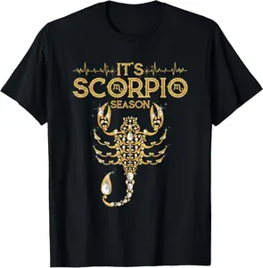 100% cotton Unisex October November It's Scorpio Season Zodiac Sign Heartbeat T-Shirt