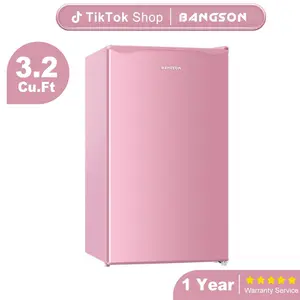 BANGSON 3.2 Cu.Ft Mini Fridge with Freezer, Compact Fridge, Energy-efficient Refrigerator, Quiet,Single Door Small Refrigerator, Drink Refrigerator, Garage Fridge, Room Fridge, Protable Refrigerator, Silver, Black, White