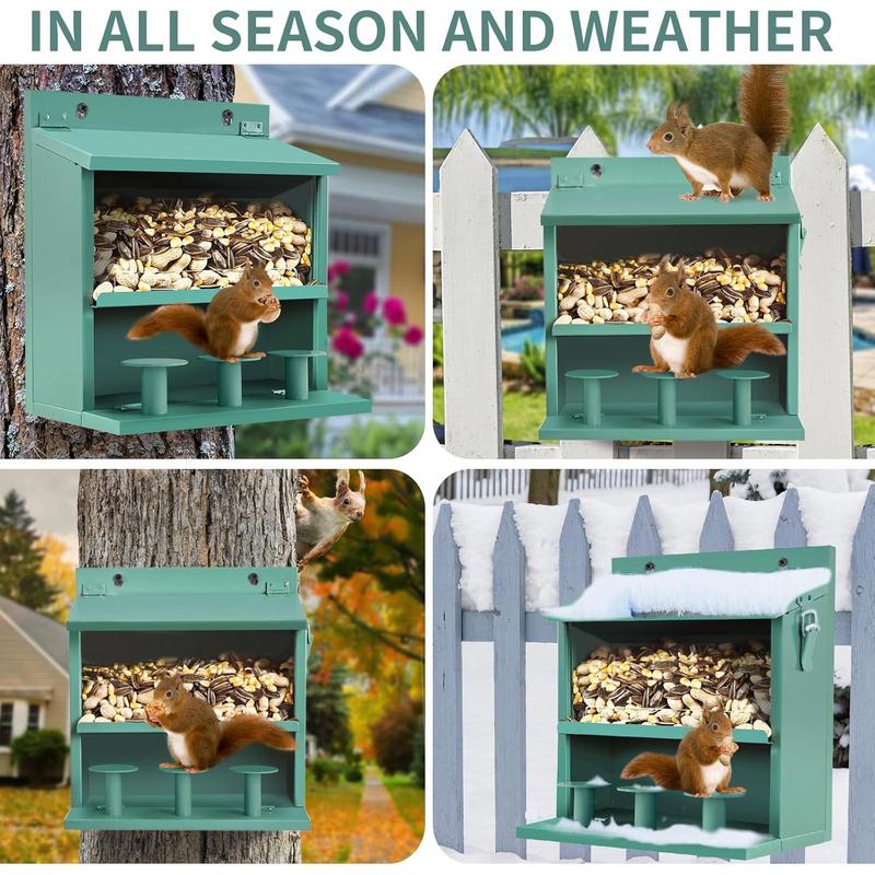 Wildpark Squirrel Feeder for Hanging Outside Tree,Mini Chipmunk Outdoors Squirrel Picnic Bench Feeders Table,Funny Metal House Boxes,Stronger Than Wooden Structure