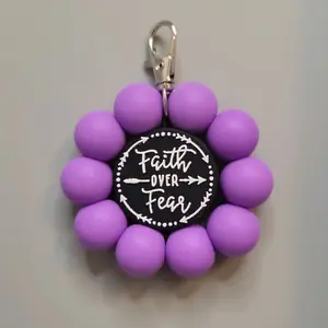 Durable Silicone Beaded Keychains with Metal Clasp - Variety of Colors and Styles Available