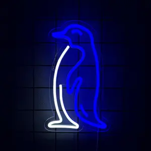 Penguin neon signs for wall decor penguin LED light for bar pub store club garage bedroom home artwork gift，USB Powered