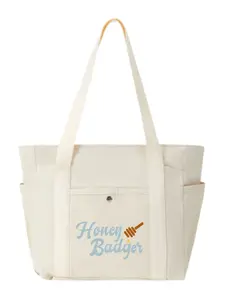 Honey Badger Multi-Pocket Canvas Crossbody Bag Fashion Student Campus Class Daily Commute Shopping Hangout Bag