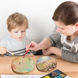 Natural Wood Slices TICIOSH Craft Unfinished Wood kit Predrilled with Hole Wooden Circles for DIY Crafts Wedding Decorations Christmas Ornaments Arts Wood Slices (8Pcs-6.5-6.99in)