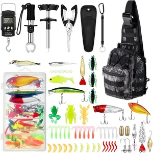 134 Pcs Fishing Tool Fishing Tackle Box Kit and Equipment for Adults Beginner Gift, Hook Remover, Pliers Kit, Backpack Tackle Container Lures, Lip Gripper, Weigh Scale