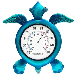 Turtle Outdoor Thermometer - Wall Mount Thermometer - Blue Turtle Design Decor Outdoor and Indoor