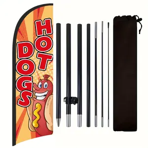 Hot Dogs Flag for Business, 9.18FT Outdoor Advertising Swooper Banner with Pole and Ground Stake – Tear-Resistant Polyester Feather Flag for Shops, Events & Promotions