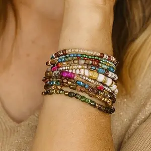 Seed bead wrap bracelet Island Pony Bohemian Stack