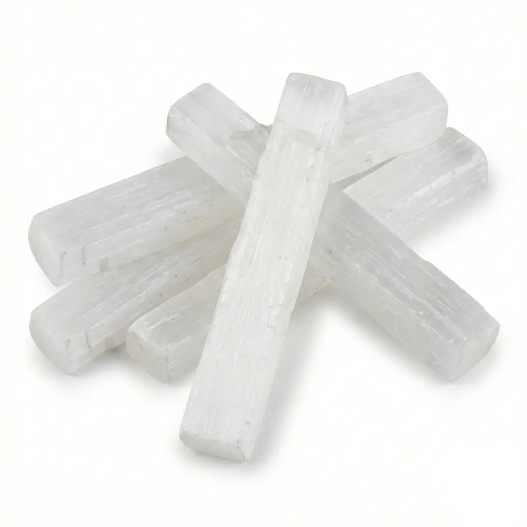 Selenite Mini Sticks 4" 5-Pack — Aura Cleansing & Crystal Charging Wands Selenite Mini Sticks 4" 5-Pack — Aura Cleansing & Crystal Charging Wands