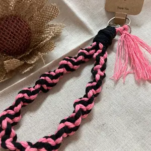 Wristlet keychain handmade macrame