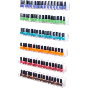 6 piece acrylic nail polish organizer rack wall mounted essential oil display stand alcohol ink paint storage holder displays 90 bottles