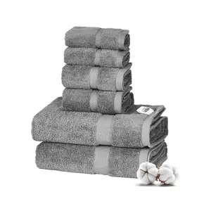VEVOR 6 - Piece Towel Set, 600 GSM 100 Cotton Towels for Bathroom, 2 Bath Towels, 2 Hand Towels and 2 Washcloths, Highly Absorbent Quick Drying Bathroom Towels for Bathroom, Gym, Hotel, and SpaVEVOR Super Brand Day