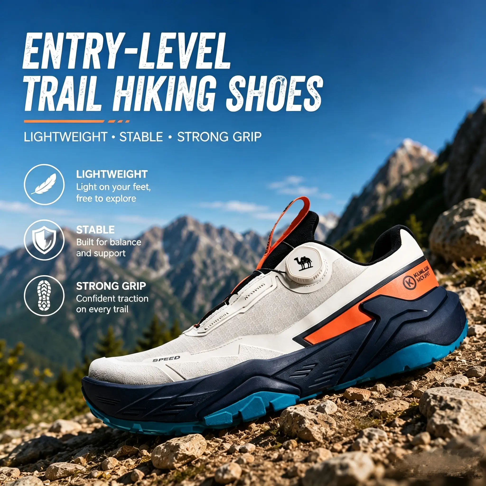 CAMEL CT Men's Premium Casual Hiking Shoes - Durable Outdoor Breathable Summer Trail Running Sneakers, Anti-Collision Trekking Shoes, Durable Outdoor Hiking, Lightweight Hiking Shoes, Walking Hiking Shoes
