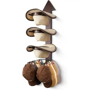 Cowboy Hat Holder Rustic Wood Arrow Design Hat Organizer 4 Pieces Cowboy Hat Rack Western Decor Hat Storage Hanger for Display and Organization Walnut