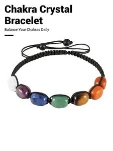 Chakra Crystal Healing Bracelet with 7 Natural Crystals for Energy Balance & Daily Wear Includes Free Chakra Pendant for Home or Auto
