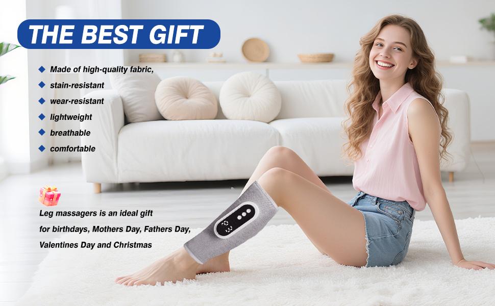 Leg Massager for Circulation and Pain Relief, Calf Air Compression Massager with Heat, Leg Massager with 3 Intensities, 3 Modes, Easy to use, Muscle Relaxation, Healthcare, Gifts (Pair)