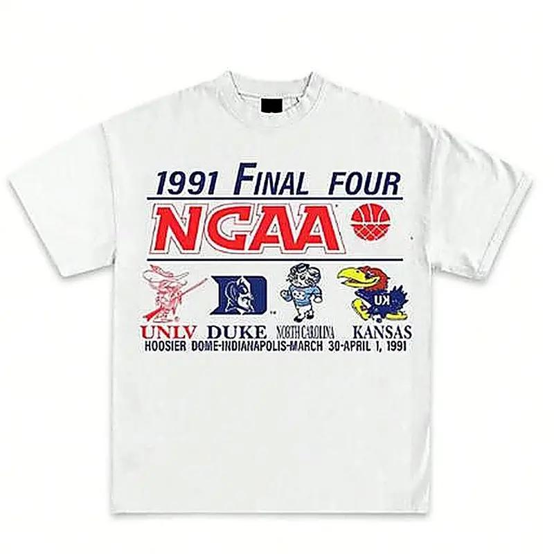 Vintage 1991 College Basketball , Final Four Graphic T Shirt Retro Tournamen Cotton Sports Fan Casual Streetwear Top