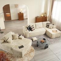 Plush Corduroy Beige Right Chaise