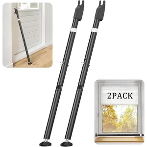 Sliding Door  Bar and 2-in-1 Sliding Glass Door Stoppers  for Patio, , Hotel Door Stick (2Pack Black)