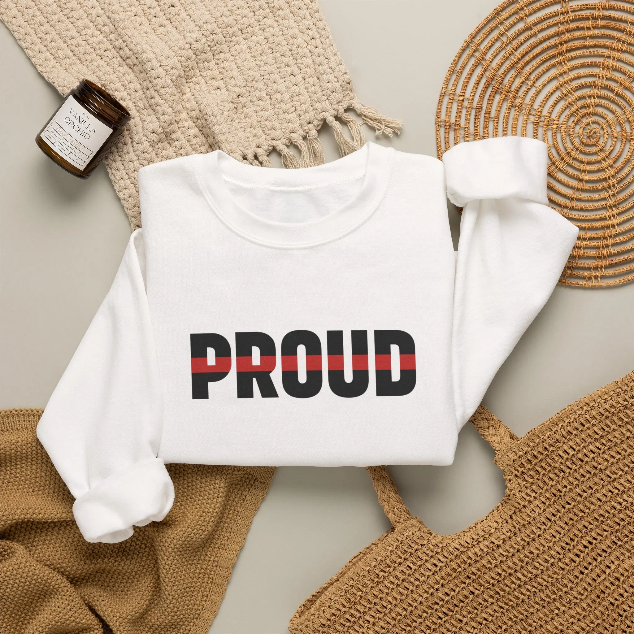 Proud Firefighter Crewneck Firefighter Wife Firefighter Mom Sweatshirt Thin Red Line Sweatshirt Firefighter Gift First Responder Hoodie
