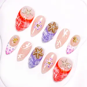 Lovful | Almond Regular Length 1'' Striking Handmade Acrylic Press On Nails | 10PCS Reusable, Salon Quality, Link 1 H30-H343