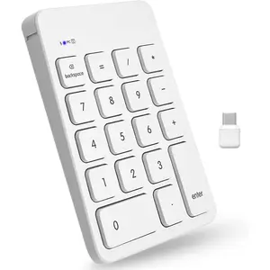 USB C  Number Pad | Numeric Keypad for  MacBook iMac |  10 Key for Laptop PC  Notebook Surface Chrome (2.4G USB)  for Data Entry Numpad Number Keyboard