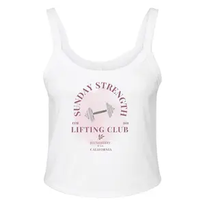 Sunday Strength Lifting Club Tank Top - White, Summer Activewear for Women, Fitted Scoop Neck, Lightweight & Breathable, Casual Gym Wear