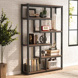 Tribesigns 6-Tier Industrial Bookshelf Vintage Mismatched Bookshelf for Home Office Tribesigns 6-Tier Industrial Bookshelf Vintage Mismatched Bookshelf for Home Office