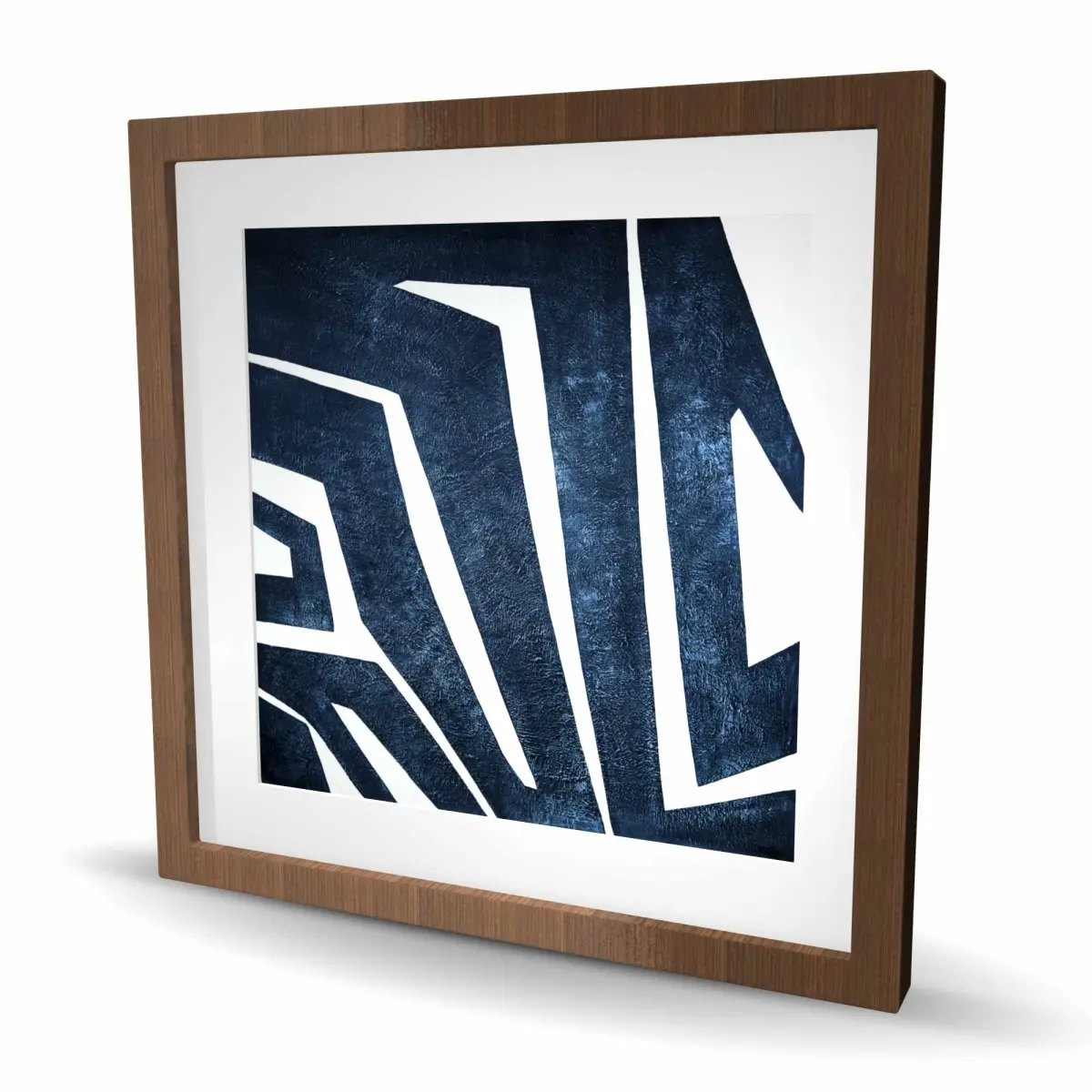 Begin Home Decor C1FM242473CK8Z 24 x 24 in. Blue Labyrinth - Modern Framed Matted Print for Home Decor