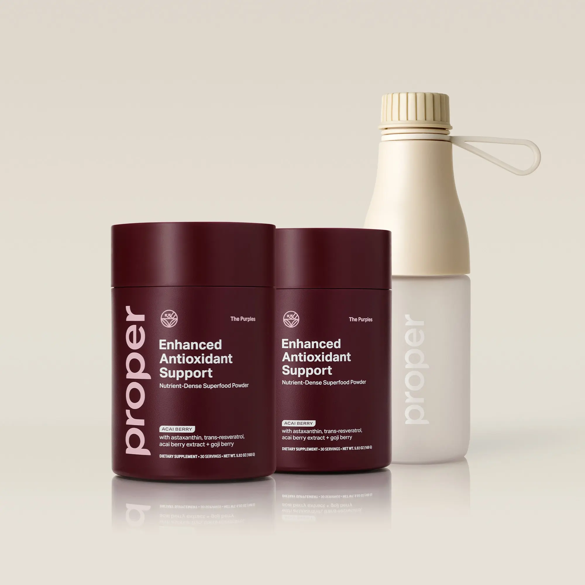 The Antioxidant Superpowder Bundle - 2 Pack of Purples Antioxidant Support Superfood Powder + Free Water Bottle