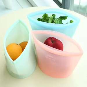 Reusable Silicone Storage Bags, Leak-Proof Fresh-Keeping Containers, Ideal for Snacks Fruits and Vegetables, for Fridge & Freezer, 500Ml 1000Ml 1500Ml