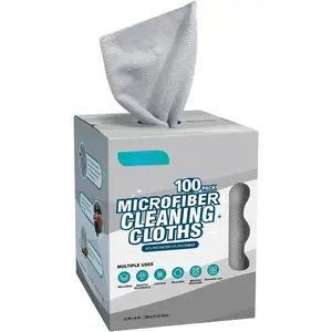 Microfiber Cleaning Cloth, 100 Sheets Microfiber Towels for  Commercial Grade Washcloths Lint-Free Bulk Shop Towel Cleaning Rags for Household Restaurant Garage Housekeeping, 11"x 9", Grey