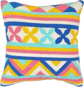 Needlepoint Pillow Kit - Colourful Geometry