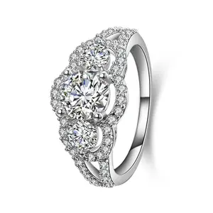 3-Stone 925 STERLING SILVER CZ ENGAGEMENT WEDDING RING WOMEN'S SIZE 3-12 ENG23