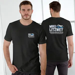 Graphic Tee Mike Litzwet Roofing and Gutter Co. funny name T Shirt, Unisex Cotton