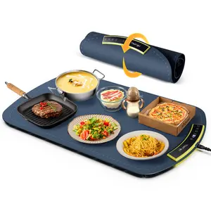Electric Warming Tray, Foldable Food Warming Mat with 8 TEMP Setting, Full-surface Heat in 5s, 4 Hours Auto-off, Easy to Clean with Nano-Material, for Buffet, for Party, for Gathering