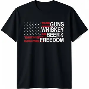Patriotic Graphic T-Shirt for Men, Casual US Flag Veteran Crew Neck in 100% Cotton with a Comfortable Classic Fit
