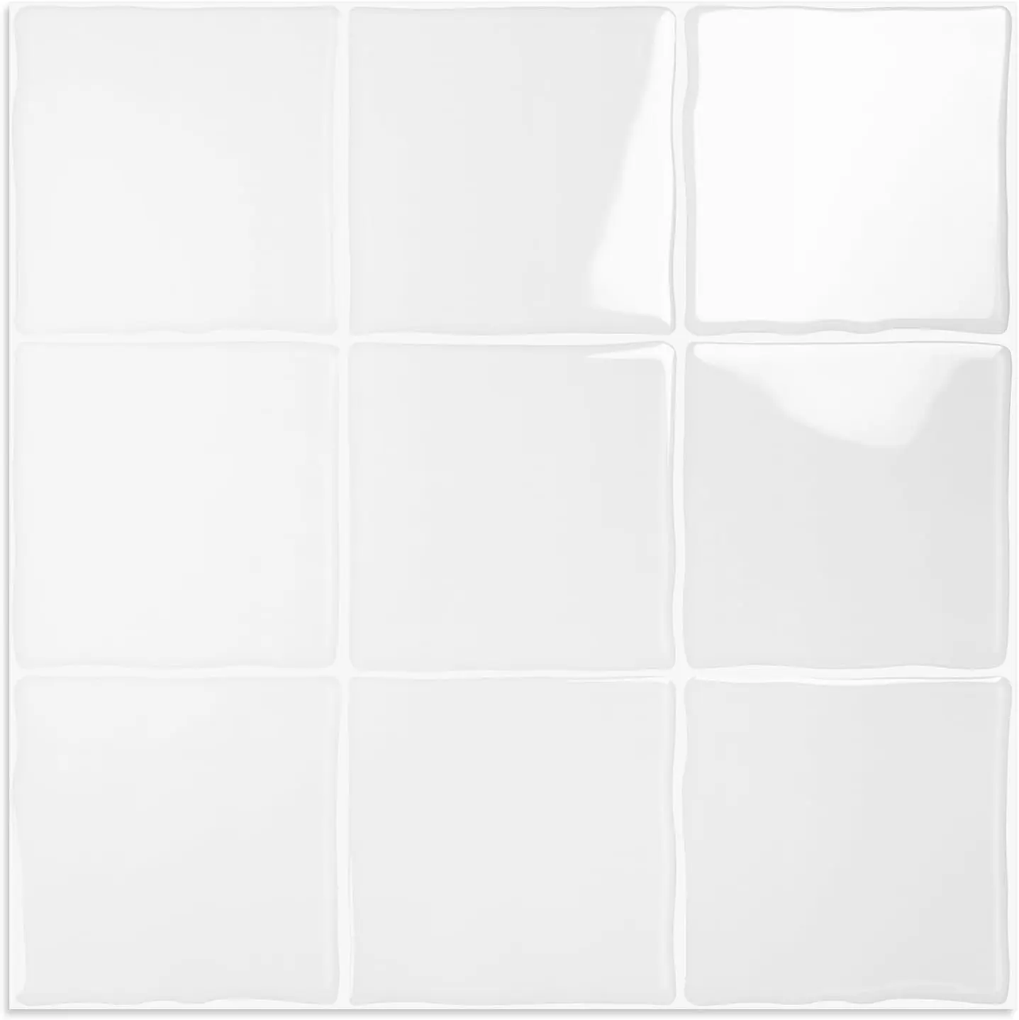 10 Sheet Thicker Peel and Stick Backsplash Tile, 12"x12" 3D Self Adhesive Square Mosaic Subway Checkered Vinyl Backsplash Stick on Wall Tiles for Bathroom, Kitchen, Living Room (10, White)
