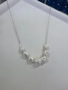 Feshwater pearls smile necklace in sliver(J0655)